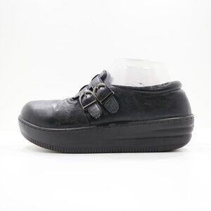 Glolily Emma II Black Leather Platform Slip Resistant Mary Jane Clogs - 8.5